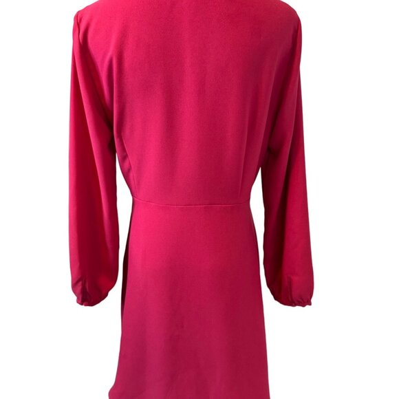 ZARA M Vintage-Inspired Fuchsia Dress Button Front & Long Sleeves - Picture 10 of 15